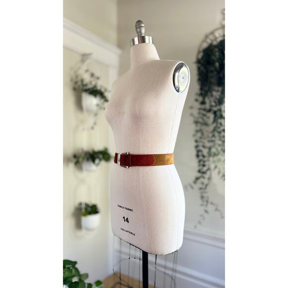 Vintage 1970s Belt 70s Suede Hippie Two Tone Red Yellow Boho Belt main image 8